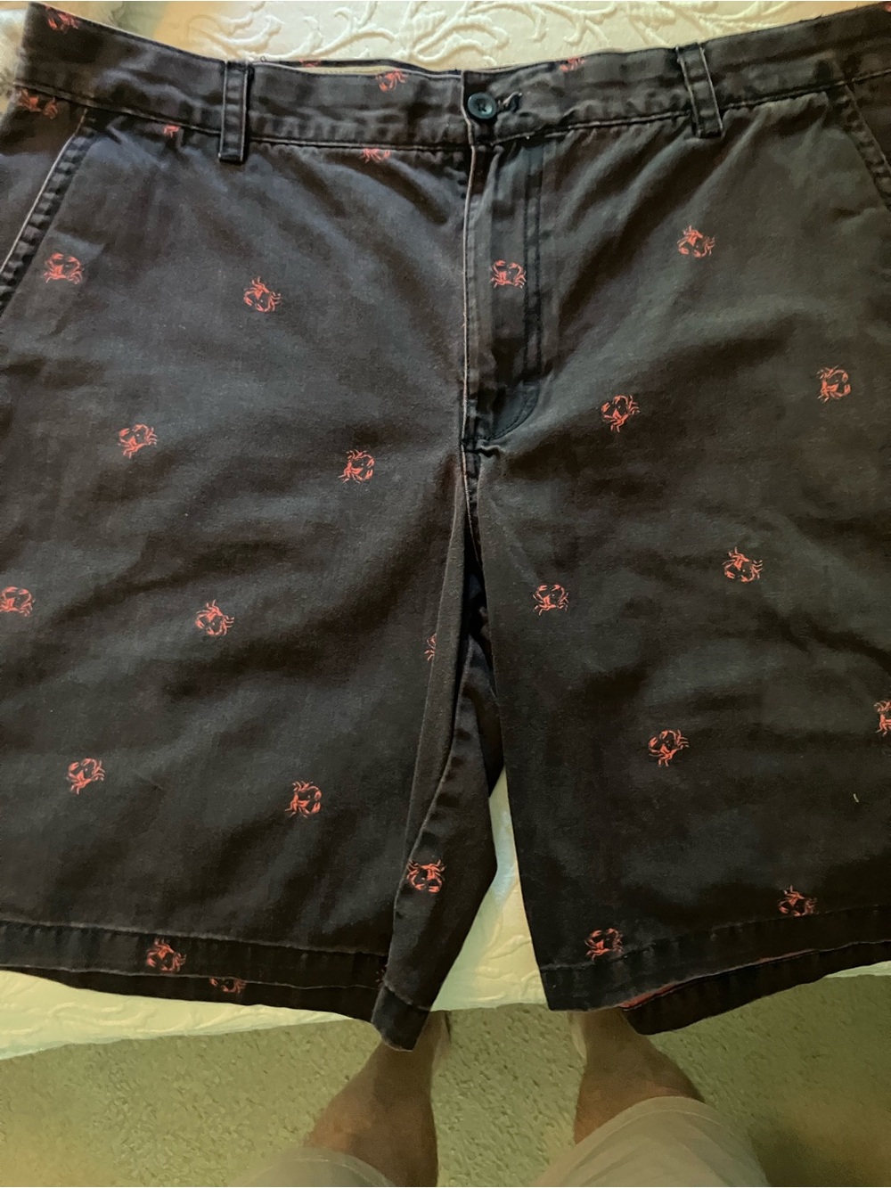Izod Black Shorts with Red Crab Embroidery